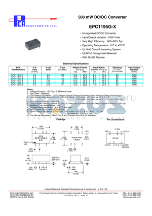 EPC1195G-2 datasheet - 500 mW DC/DC Converter