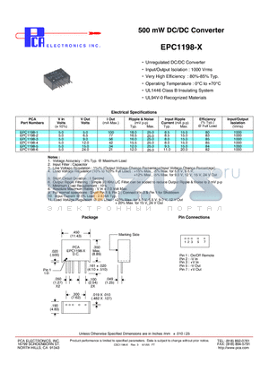EPC1198-X datasheet - 500 mW DC/DC Converter