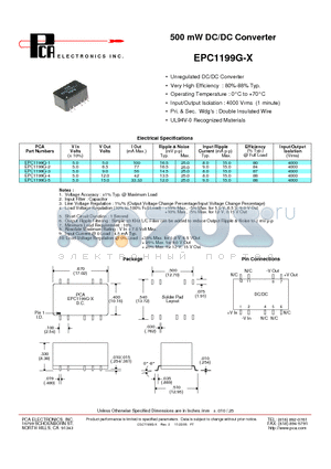 EPC1199G-5 datasheet - 500 mW DC/DC Converter