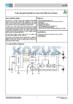 EPC120-QFN16 datasheet - Fully integrated Light-Barrier Chips with 2-Wire Bus Interface