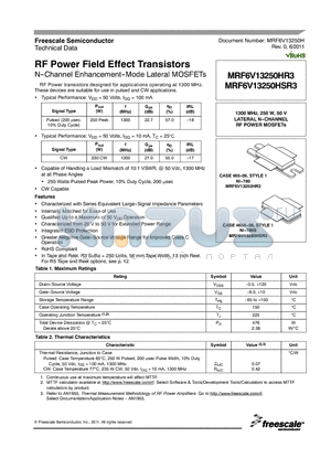 CDR33BX104AKWS datasheet - RF Power Field Effect Transistors N--Channel Enhancement--Mode Lateral MOSFETs