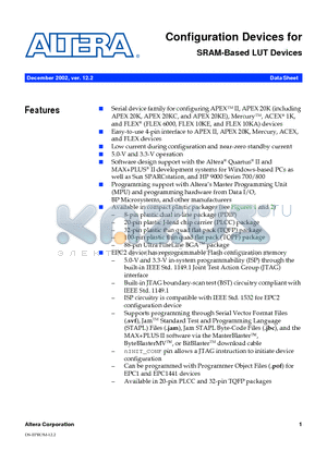 EPC1213 datasheet - SRAM-Based LUT Devices
