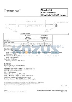 4528 datasheet - Cable Assembly SMA Male To SMA Female