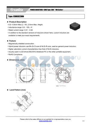 CDR6D23MNNP-100N datasheet - POWER INDUCTORS