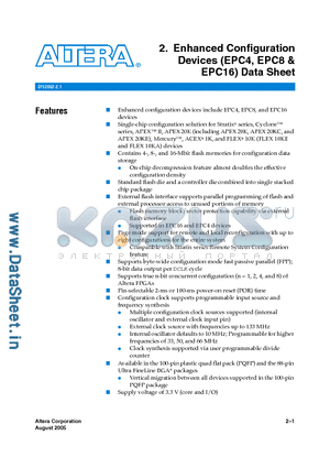 EPC16QC100 datasheet - 2. Enhanced Configuration Devices (EPC4, EPC8 & EPC16) Data Sheet