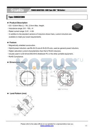 CDR6D23MNNP-220N datasheet - POWER INDUCTORS