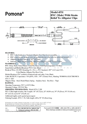 4531 datasheet - BNC (Male) With Strain Relief To Alligator Clips