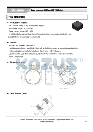 CDR6D28MNNP-120N datasheet - Power Inductors