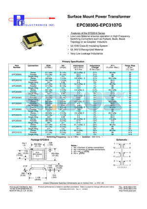 EPC3055G datasheet - Surface Mount Power Transformer