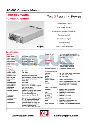 CPB600PS12 datasheet - AC-DC Chassis Mount