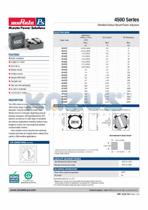 45334C datasheet - Shielded Surface Mount Power Inductors