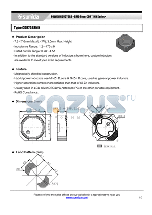 CDR7D28MNNP-3R6 datasheet - POWER INDUCTORS