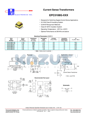 EPC3108G-70 datasheet - Current Sense Transformers