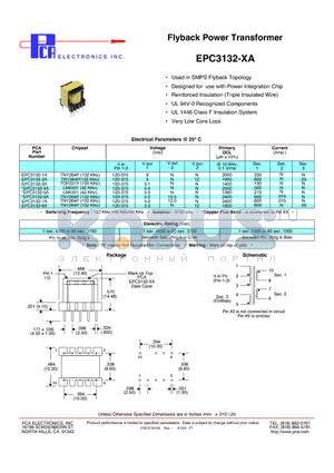 EPC3132-5A datasheet - Flyback Power Transformer