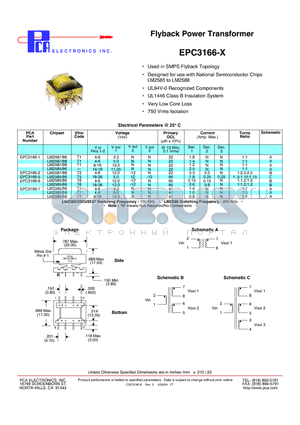 EPC3166-5 datasheet - Flyback Power Transformer