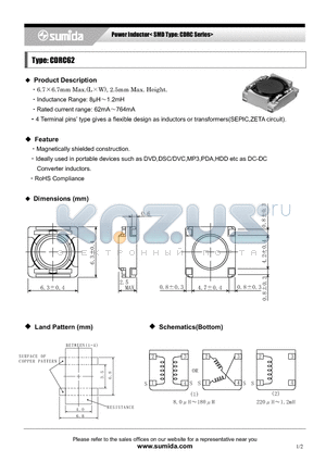 CDRC62NP-220NB datasheet - Power Inductor