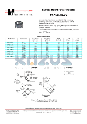 EPC3196G-3 datasheet - Surface Mount Power Inductor