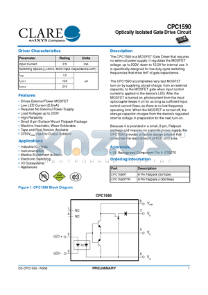 CPC1590 datasheet - Optically Isolated Gate Drive Circuit