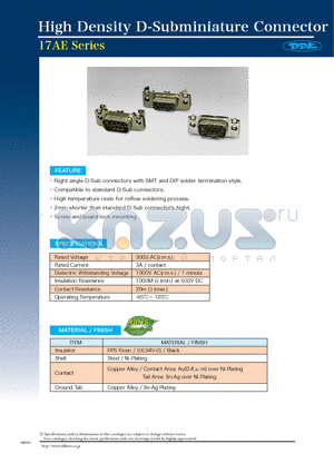 17AE-13090A-1750KA2-CA datasheet - High Density D-Subminiature Connector