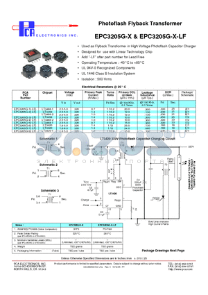 EPC3205G-2 datasheet - Photoflash Flyback Transformer
