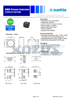 CDRCH12D78BHF-220MC datasheet - SMD Power Inductor