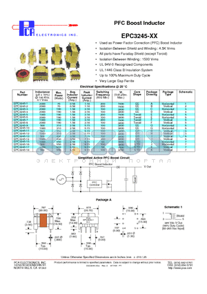 EPC3245-1 datasheet - PFC Boost Inductor