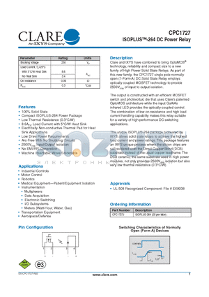 CPC1727J datasheet - ISOPLUS-264 DC Power Relay