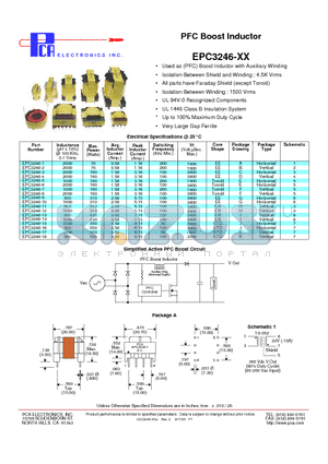 EPC3246-XX datasheet - PFC Boost Inductor