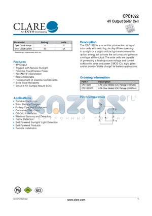 CPC1822NTR datasheet - 4V Output Solar Cell