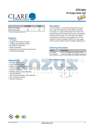 CPC1824 datasheet - 4V Output Solar Cell