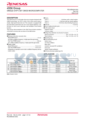 4556 datasheet - SINGLE-CHIP 4-BIT CMOS MICROCOMPUTER