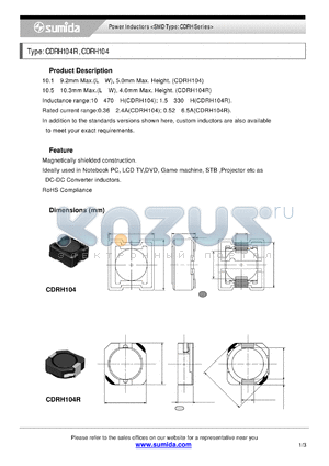 CDRH104NP-220MB datasheet - POWER INDUCTORS (SMD Type)