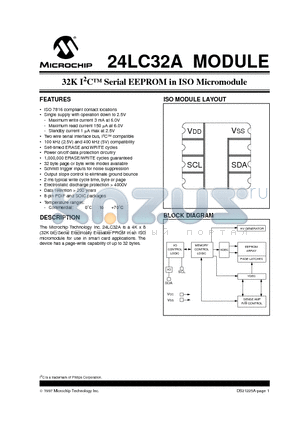24LC32A datasheet - 32K I 2 C Serial EEPROM in ISO Micromodule
