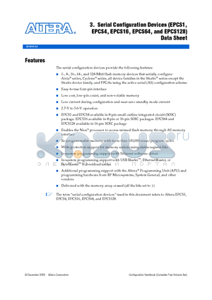 EPCS1SI8 datasheet - Serial Configuration Devices