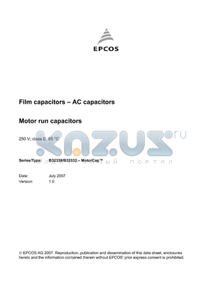 B32332 datasheet - Film capacitors - AC capacitors