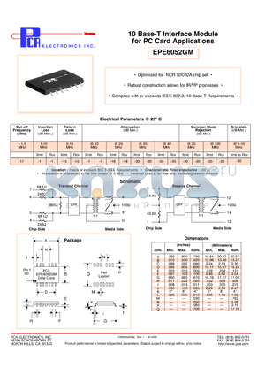 EPE6052GM datasheet - 10 Base-T Interface Module for PC Card Applications