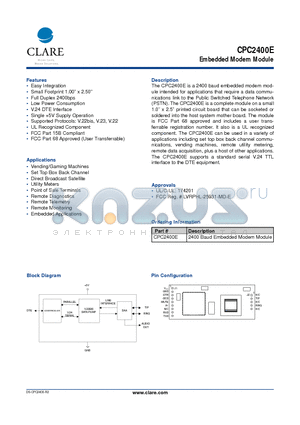 CPC2400 datasheet - Embedded Modem Module