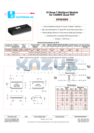 EPE6320S datasheet - 10 Base-T Multiport Module for CS8904 Quad PHY