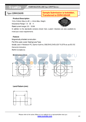 CDRH10D43FBNP-6R4M datasheet - POWER INDUCTORS