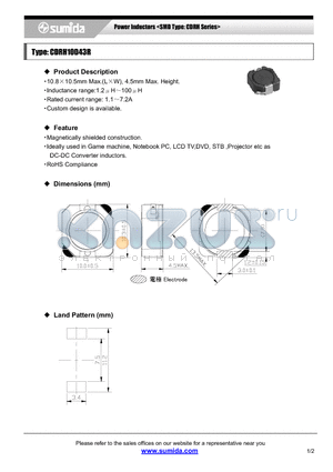 CDRH10D43RNP-120M datasheet - Power Inductors