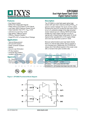 CPC5002GSTR datasheet - Dual High-Speed Open-Drain