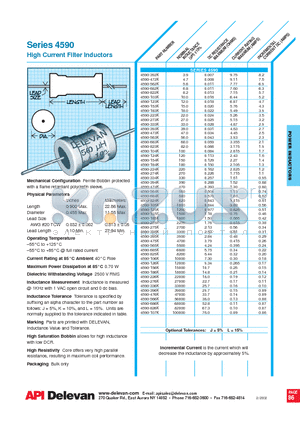 4590-183K datasheet - High Current Filter Inductors