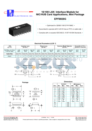 EPF8028G datasheet - 10/100 LAN Interface Module for NIC/HUB Card Applications, Mini Package