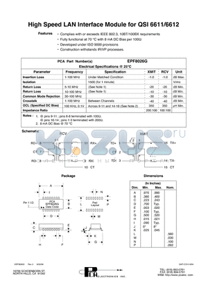 EPF8026G datasheet - High Speed LAN Interface Module for QSI 6611/6612