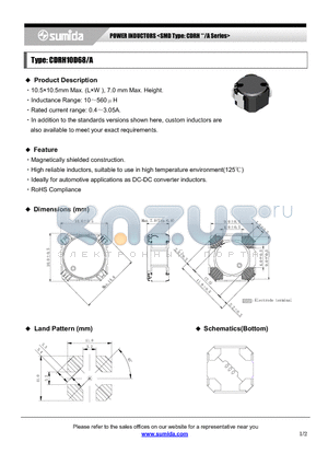 CDRH10D68/ANP-120M datasheet - POWER INDUCTORS