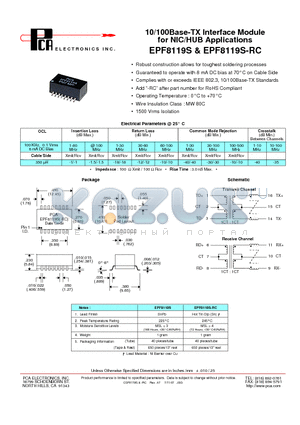 EPF8119S_07 datasheet - 10/100Base-TX Interface Module for NIC/HUB Applications