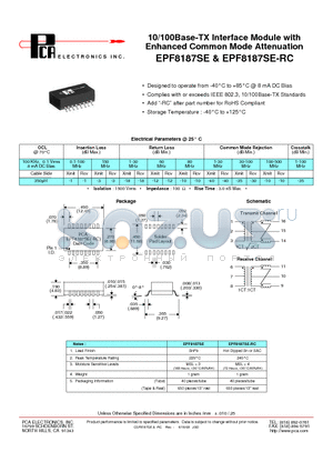 EPF8187SE datasheet - 10/100Base-TX Interface Module with Enhanced Common Mode Attenuation