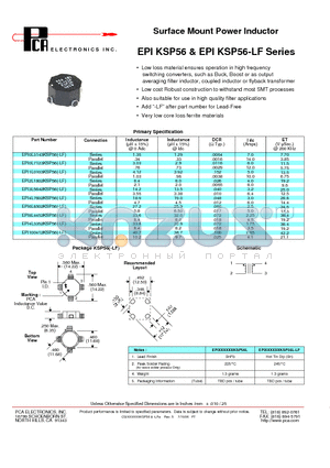 EPI0L3143KSP56 datasheet - Surface Mount Power Inductor