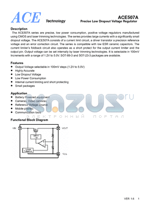 ACE507A12AMB+ datasheet - Precise Low Dropout Voltage Regulator