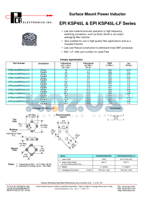 EPI0L7452KSP45L datasheet - Surface Mount Power Inductor